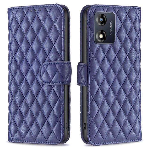 Rhombus mat Motorola Moto E13 flip etui - Blå Blue
