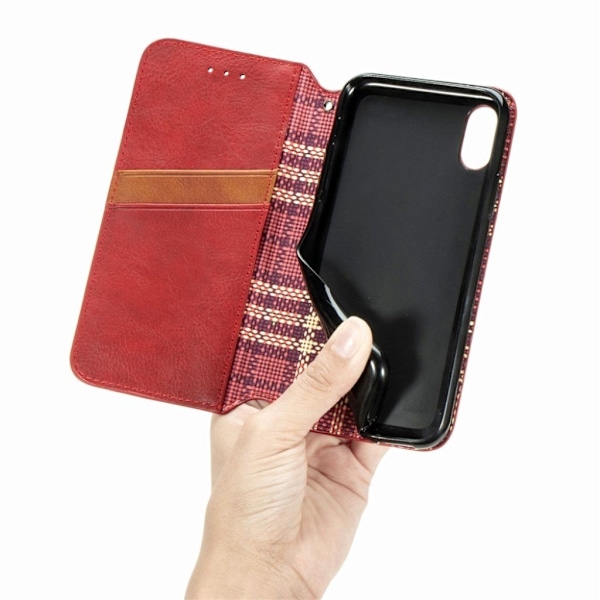 Nahkakotelo With A Stylish Rhombus Imprint For Samsung Galaxy A02 - Punainen Red