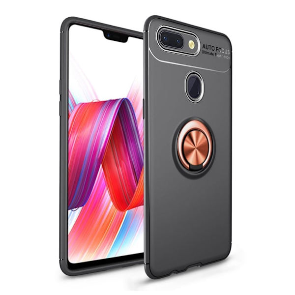 Xiaomi Mi 8 Lite fingerring etui - Sort/Rosa Pink