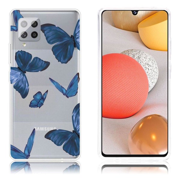 Butterfly läder Samsung Galaxy A42 5G fodral - Blå Blå