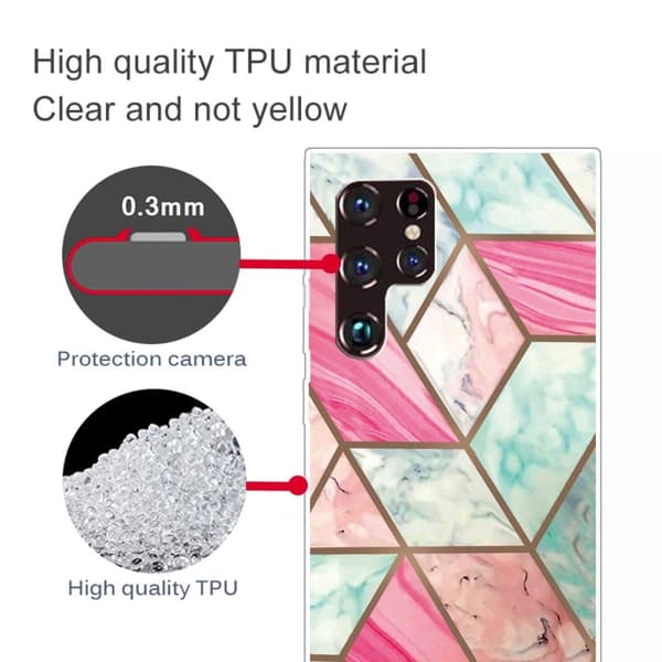 Marble Samsung Galaxy S22 Ultra Etui - Farverig Marmor Tile Multicolor
