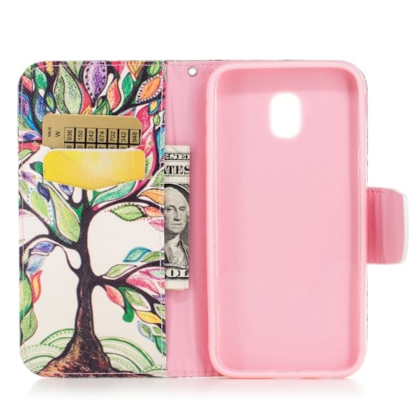 Samsung Galaxy J7 (2017) Silfuldt læder etui - Blomster og farver Multicolor
