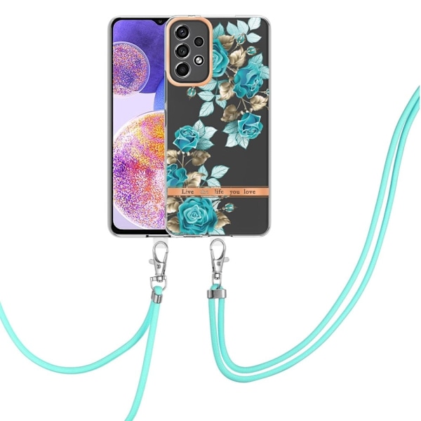 Slankt og holdbart softcover med lanyard til Samsung Galaxy A23 - Hc002 Blue Rose Blue