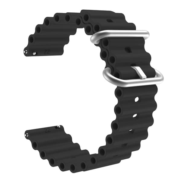 22mm universaali silikoninen kellohihna - Musta Black