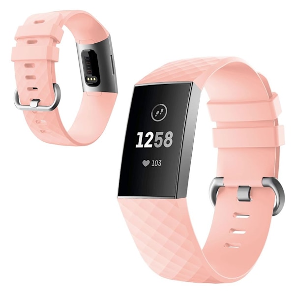 Fitbit Charge 4 / 3 diamond pattern watch band - Pink Size: S Rosa