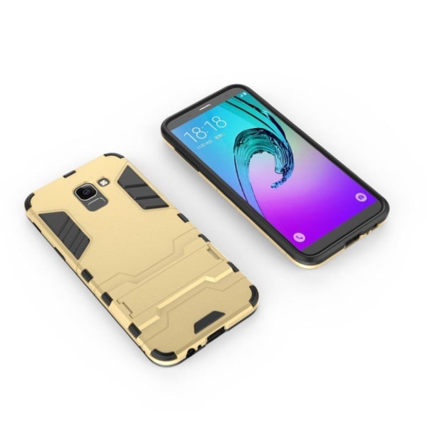 Samsung Galaxy J6 (2018) etui i kombimaterialer med hård plastik Gold