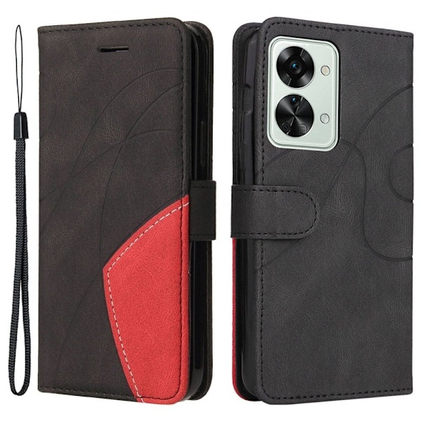 Tekstureret OnePlus Nord 2T læderetui med rem - Sort Black