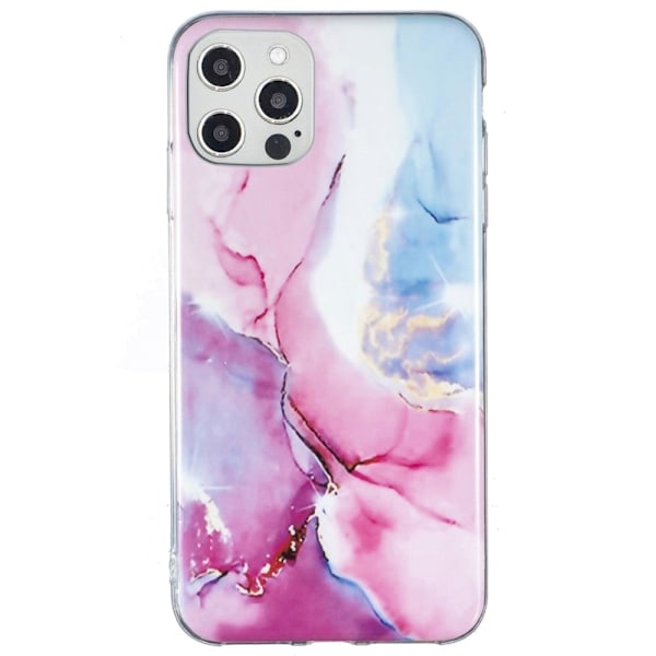 Marble iPhone 12 Pro Max Etui - Rosa / Blå Multicolor
