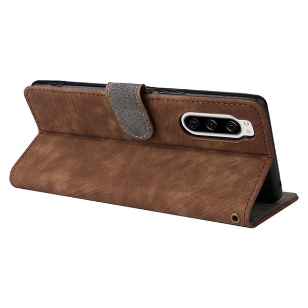 Til Sony Xperia 5 Wallet-mobiltaske RFID-blokerende PU-læder-telefonstativcover - Brun Brown