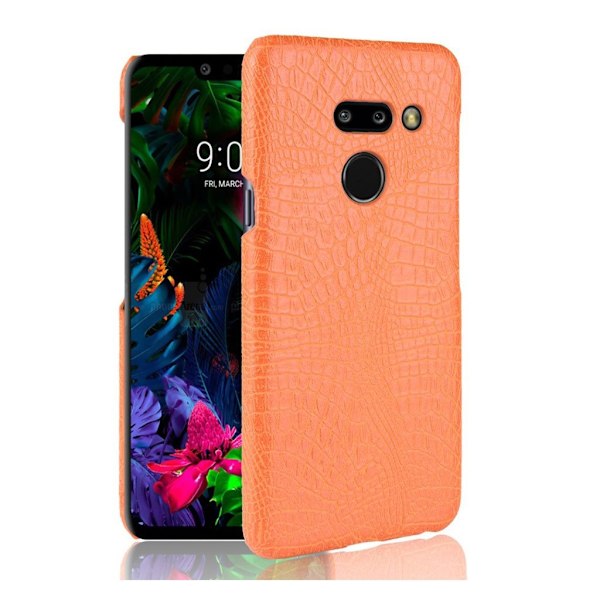 LG G8 ThinQ krokotiilinnahan tuntuinen suojakotelo  - Oranssi Orange