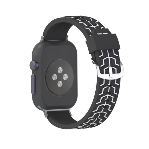 Apple Watch Series 4 44mm fish bone silikone Urrem - Sort / Hvid Black