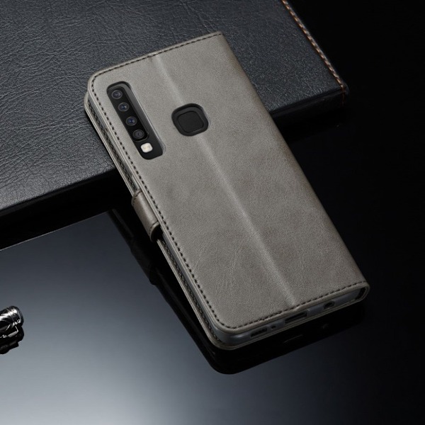 LC.Imeeke läder Samsung Galaxy A9 (2018) fodral - Silver/Grå Silvergrå