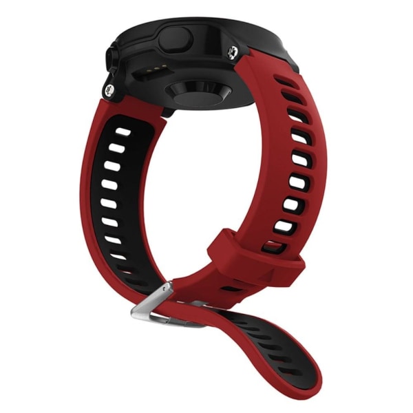 Silikoninen kellohihna hopeisella soljella Garmin Forerunner -kelloon - Tummanpunainen / Musta Red