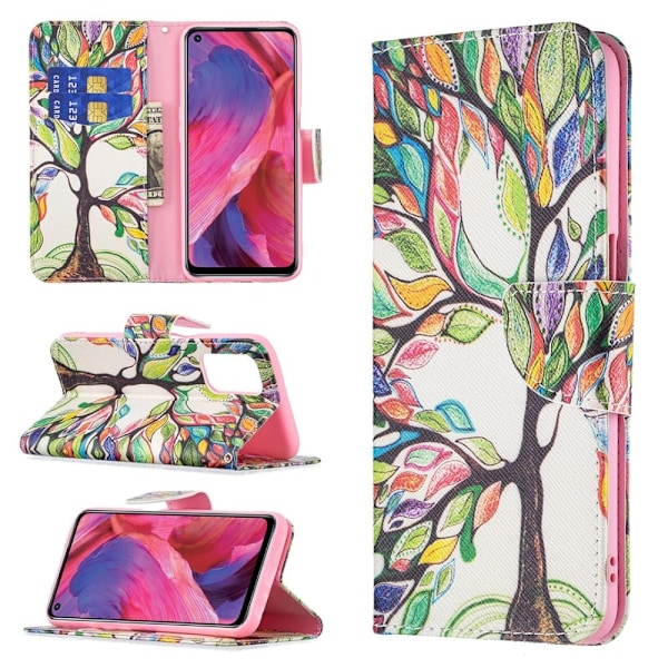 Wonderland Oppo A54 5G / A74 5g / A93 5g Flip Etui - Life Træ Multicolor