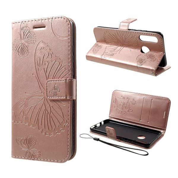 Butterfly läder Huawei P30 Lite fodral - Rosa Rosa