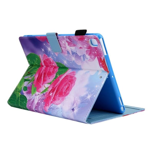 iPad 10.2 (2020) / Air (2019) Mønster Lær Etui - Rød Blomst Red