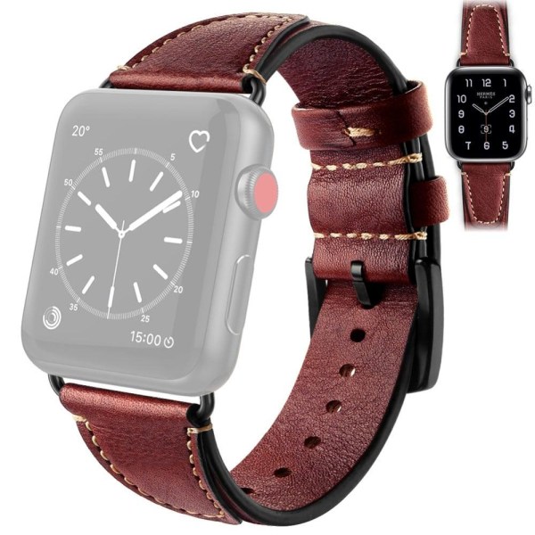 Apple Watch (41mm) retro urrem i ægte okselæder - Rødvin Red
