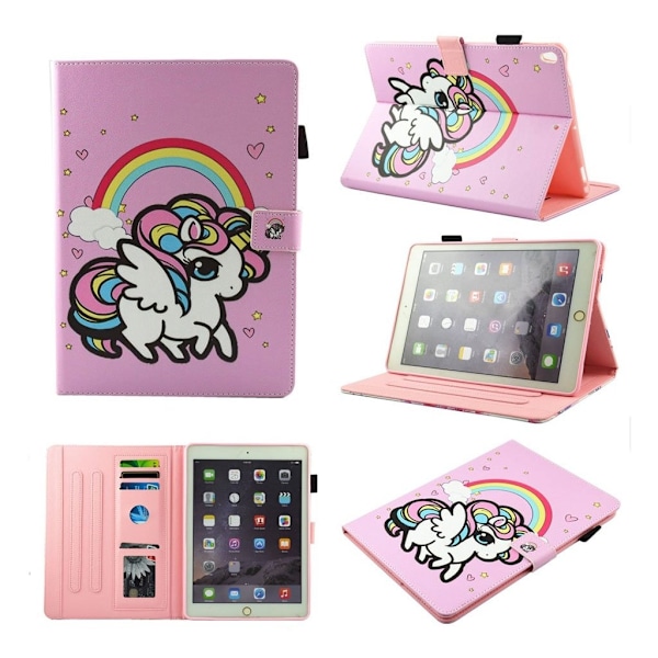 iPad Air (2019) mønster lædercover - enhjørning og regnbue Multicolor