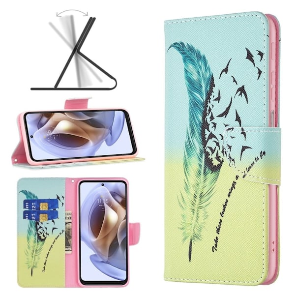 Wonderland Motorola Moto G71 5G flip kuoret - Sulka Green