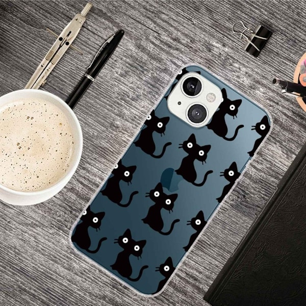 Deco iPhone 14 Plus skal - Katter Svart