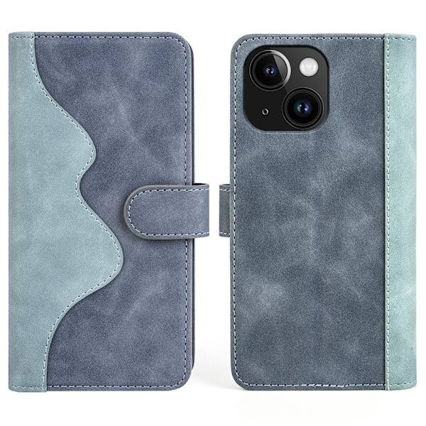 Tofarget lærdeksel for iPhone 15 - Blå Blue