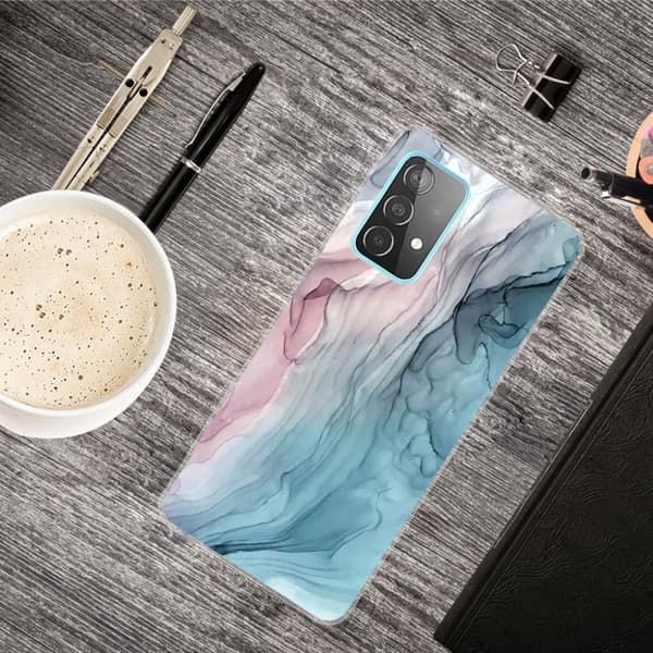 Marmormotiv Samsung Galaxy A52 5G skal - Rosa/Blå Marmor multifärg