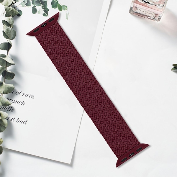 Apple Watch Series 8 (41mm) elastisk vævet urrem - Mørkerød / Størrelse: Xl Red