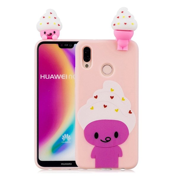 Huawei P20 Lite / Nova 3e mobilskal TPU material skyddande flexibelt mjukt 3D mönster - Tecknat djur multifärg