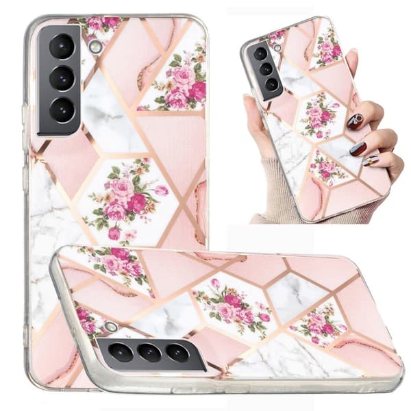 Marble Samsung Galaxy S22 Plus Etui - Lyserød / White Rose Pink