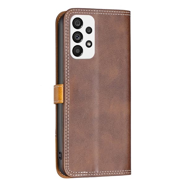 BINFEN tofarget læretui for Samsung Galaxy A73 - Kaffe Brown
