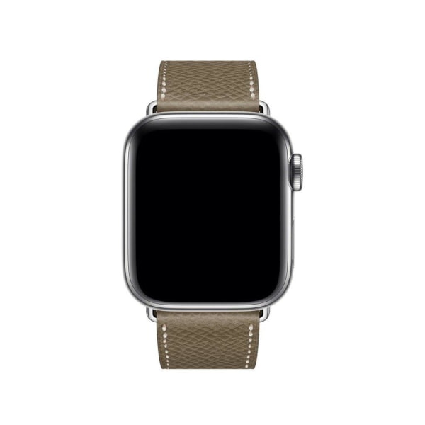 Apple Watch Series 5 40mm cross texture genuine leather watch ba Silver grey