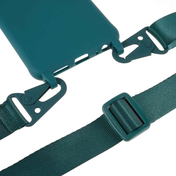 Tyndt TPU-etui med mat finish og justerbar strop til Samsung Galaxy A22 5G - Mørkegrøn Green