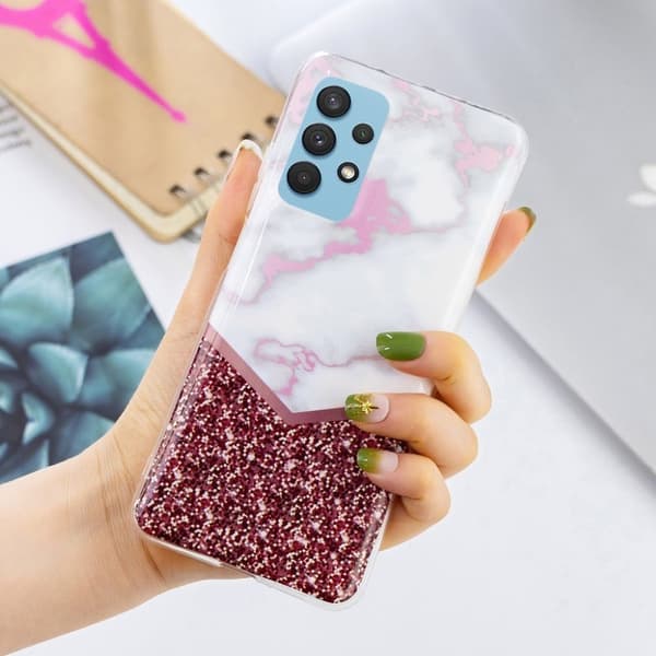 Glitter Samsung Galaxy A32 5G skal - Vit Vit