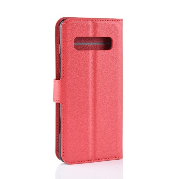 Samsung Galaxy S10 Plus litchi skin læder flip etui - Rød Red