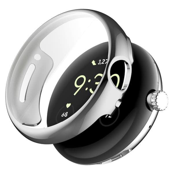 Google Pixel Watch galvaniseringsdeksel med skjermbeskytter - Sølv Silver grey