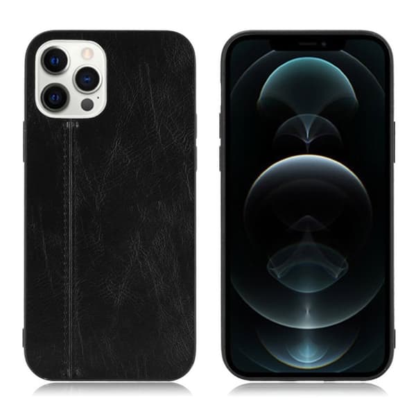 Stødsikkert og fleksibelt hybridetui med vegansk læderbelægning iPhone 12 Pro / iPhone 12 - Sort Black