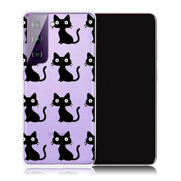Deco Samsung Galaxy S21 Plus etui - sorte katte Black