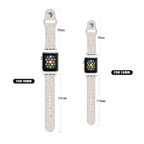 Apple Watch (45mm) sød urrem i silikone med tryk - Brun Pote Brown