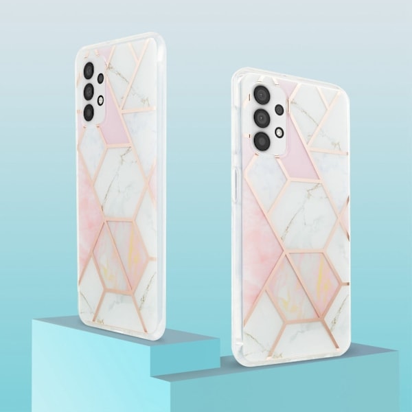 Marmormotiv Samsung Galaxy A13 4G skal - Rosa / Vit multifärg