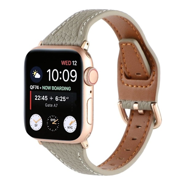 Apple Watch Series 8 (41mm) urrem i ægte læder - Grå Silver grey