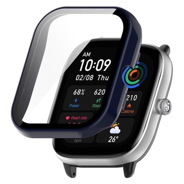 Amazfit GTS 4 Mini kansi karkaistulla lasisuojalla - Muste Sininen Blue