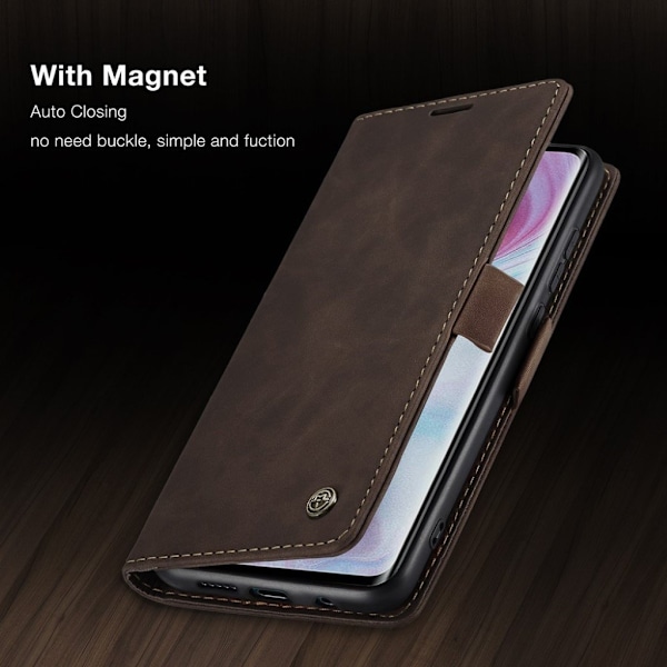 CaseMe Xiaomi Mi CC9 Pro / Mi Note 10 Pro / Note 10 Vintage kotelot - Tumman ruskea Brown