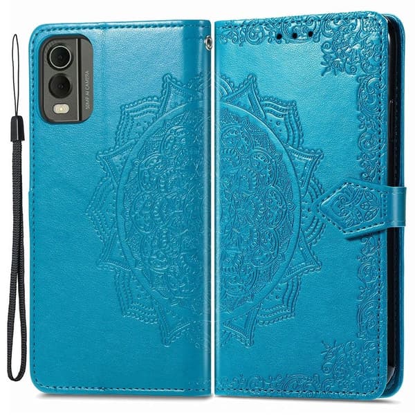 Mandala läder Nokia C32 fodral - Blå Blå