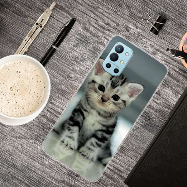 Deco OnePlus 9R skal - Söt Katt Silvergrå