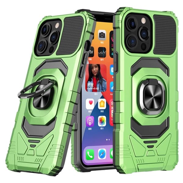 Slitstarkt hårdplastskydd med mjuk insida och ståstöd för iPhone 11 Pro Max - Grön Grön