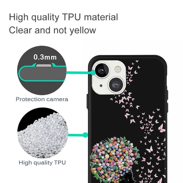 Butterfly iPhone 14 nahkakotelo - Perhonen Ja Kukka Multicolor