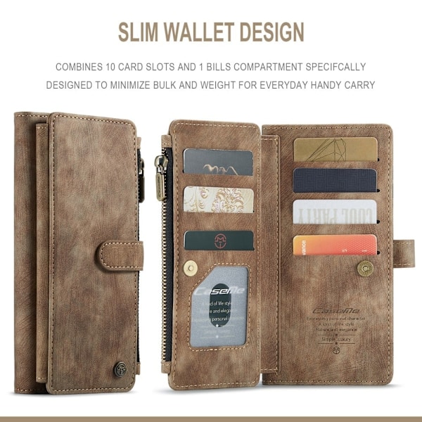 CaseMe Samsung Galaxy A51 etui med lynlås og pung - Brun Brown