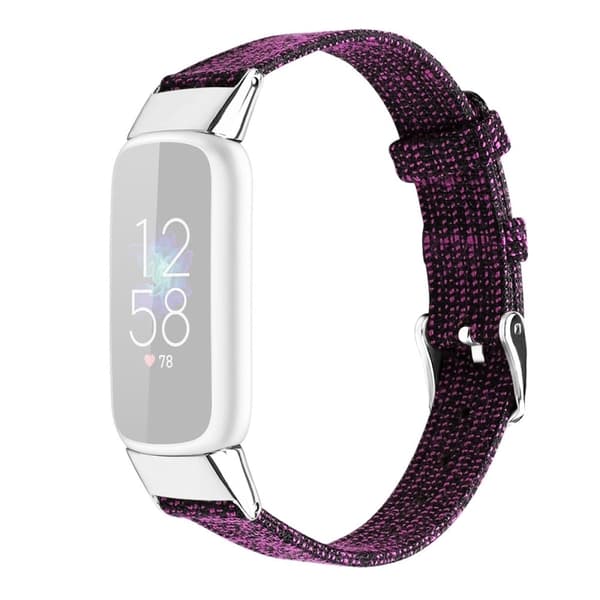 Fitbit Luxe urrem i lærredsstil - Mørklilla / Størrelse: L Purple