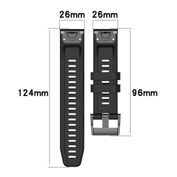 26 mm silikone-urrem til Garmin-ur - Grå Silver grey