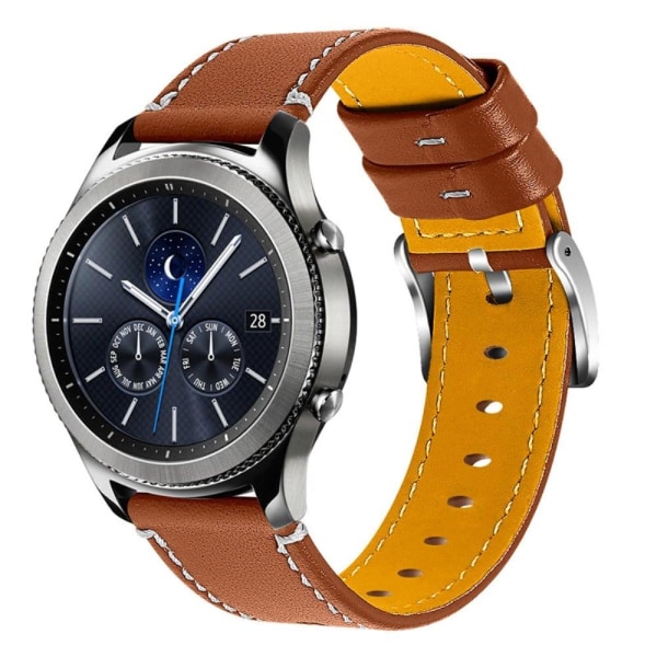 Garmin Vivoactive 4 solid color cowhide leather watch strap - Br Brown